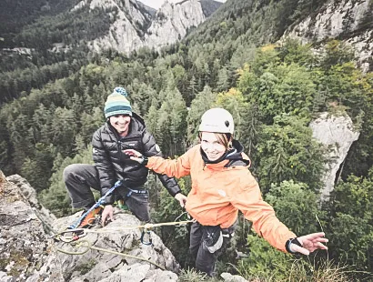 Abseilen am Nadelspitz bei einer Kletterführung